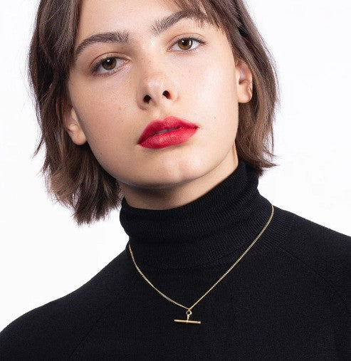 Classic Silver Waterproof T Bar Necklace