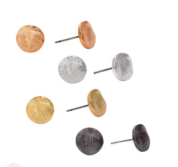 Dottie Hammered Finish Circular Stud Earrings