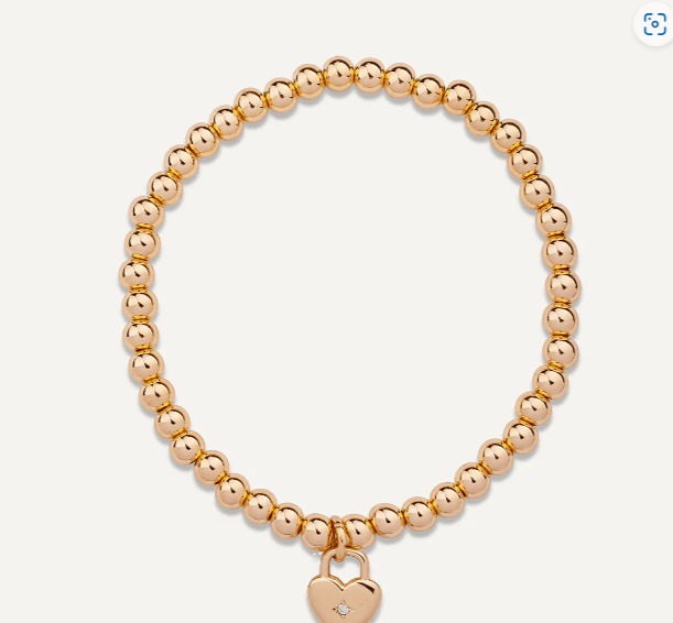 Emily Gold Plated Stretch Bracelet with Heart Charm