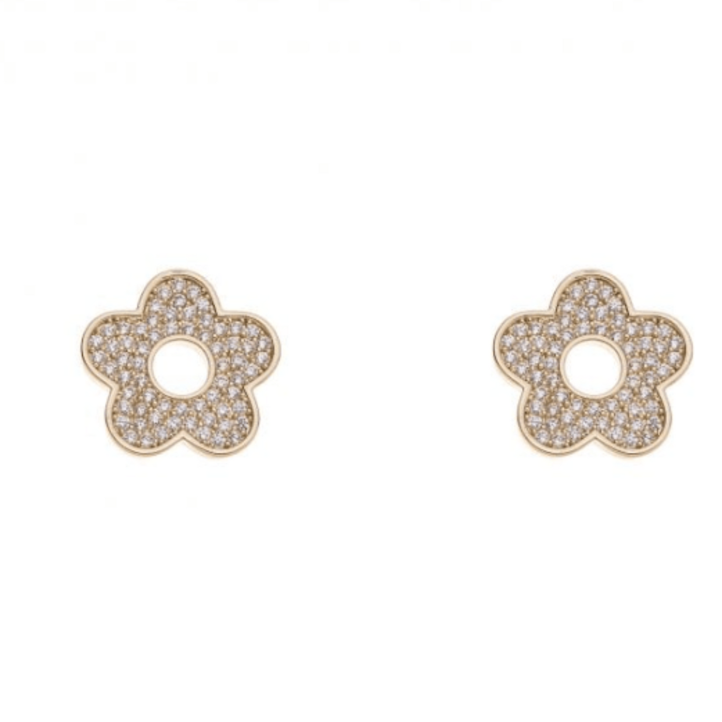 Flower Design Crystal Earrings in Gold Plate - Louise's Jewellery Box