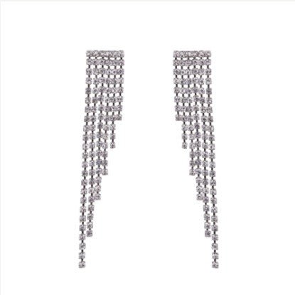 Fringed Crystal Dangle Earrings in Silver - Louise's Jewellery Box