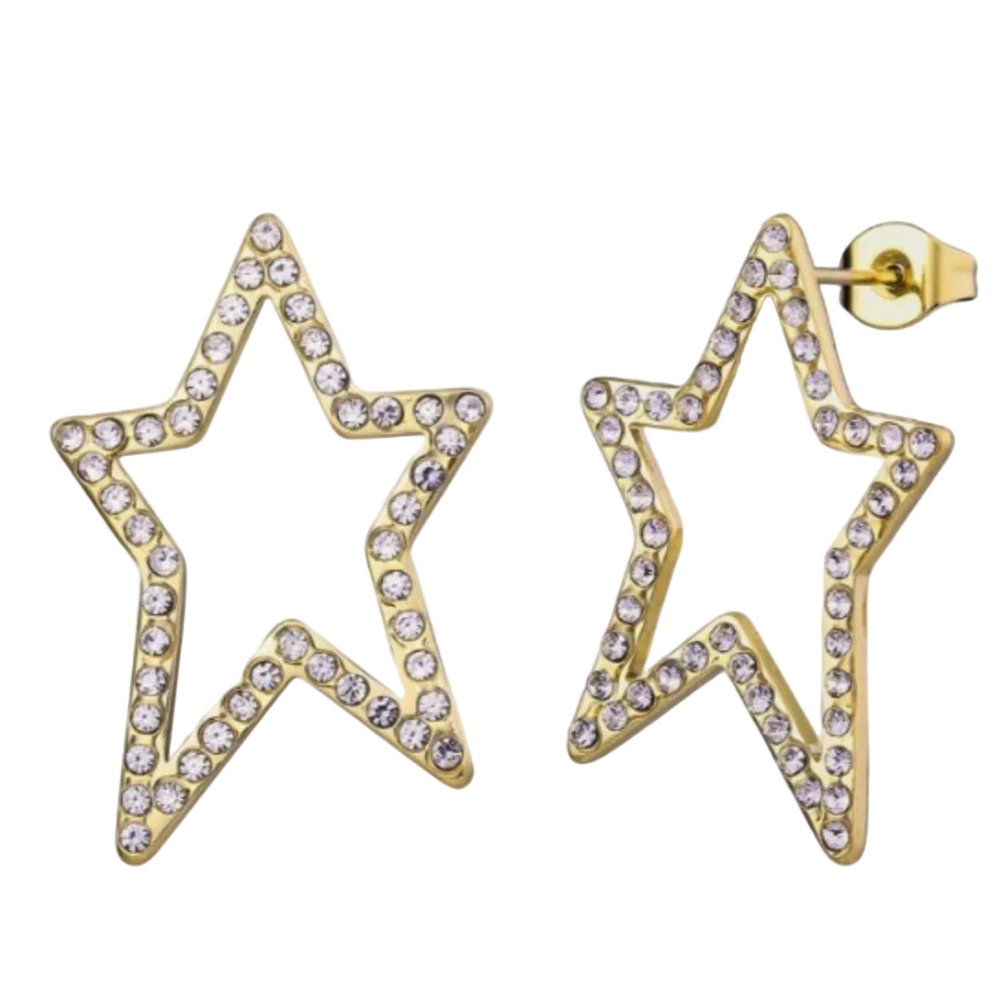 Gold and Crystal Star Stud Earrings - Louise's Jewellery Box