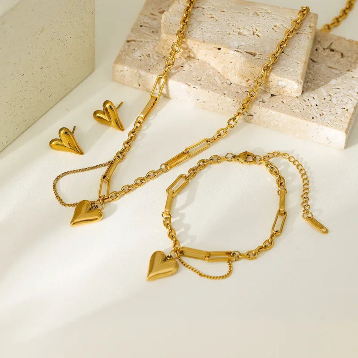 Waterproof Gold Plated Necklace with Heart Detail