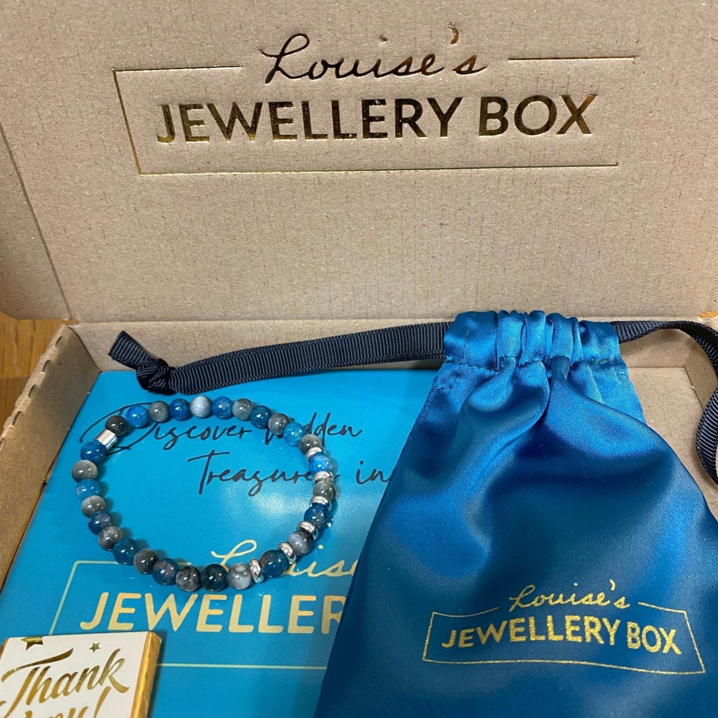 Hawks Eye Teal Stone Bracelet with Silver Plating - Louise's Jewellery Box