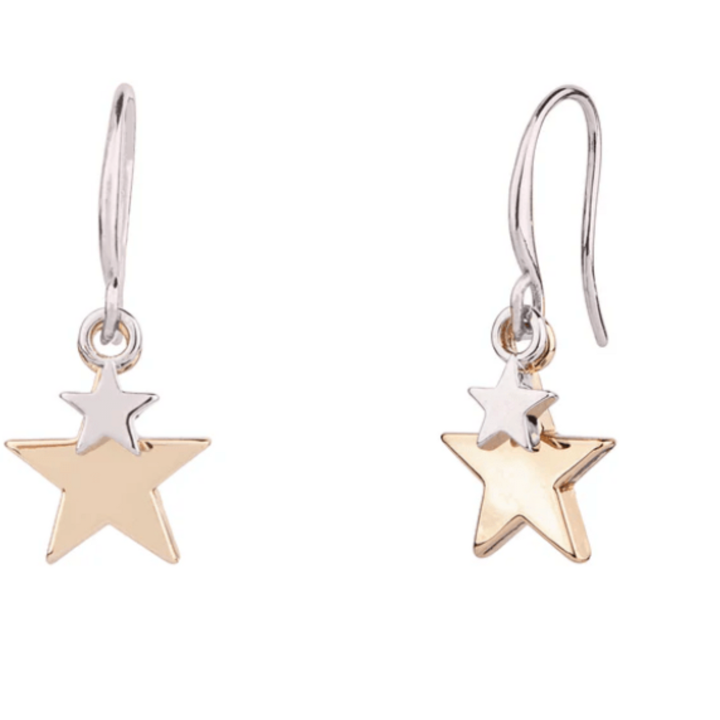 Keira Rhodium and Gold Plated Mixed Star Earrings Hook Earrings - Louise's Jewellery Box