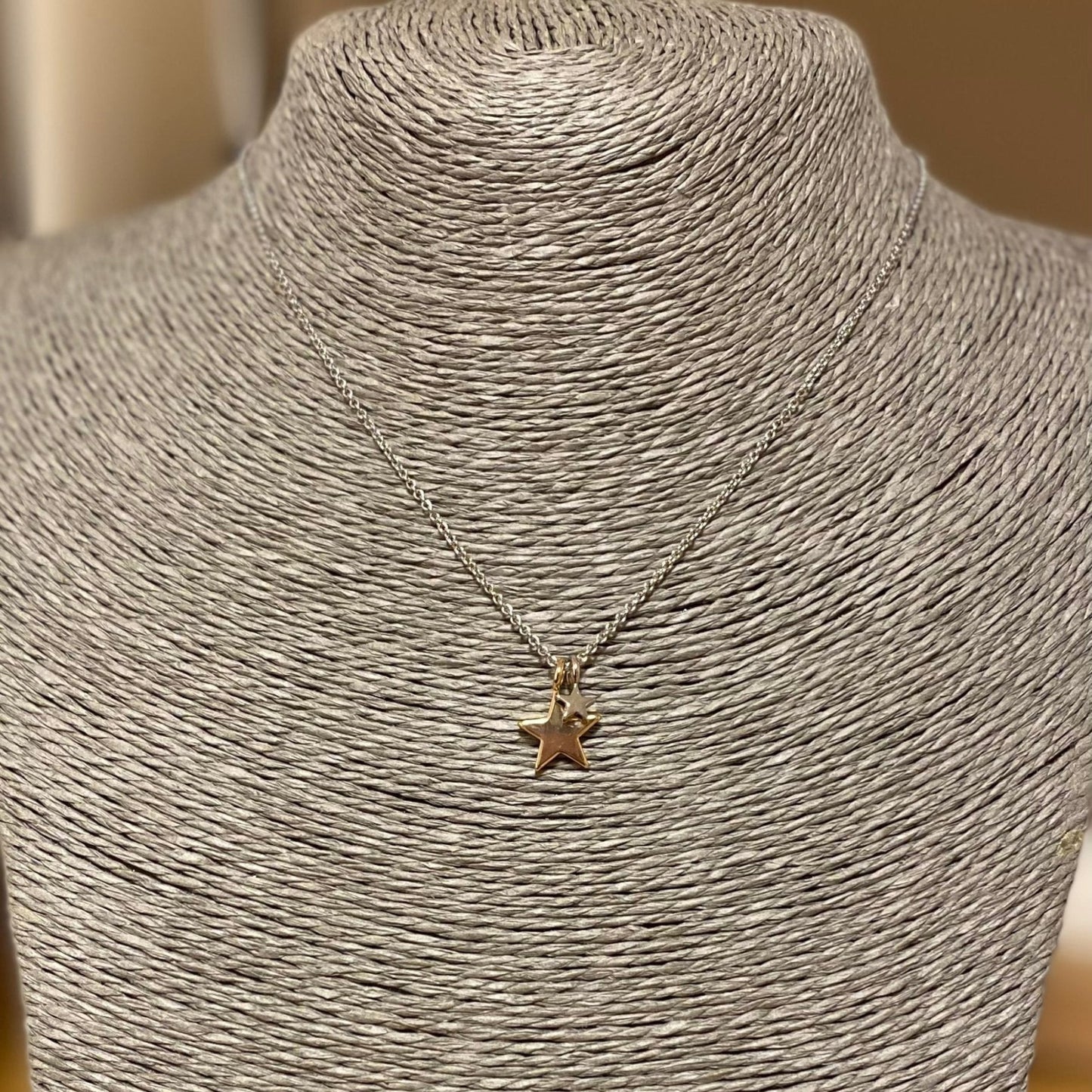 Keira Rhodium and Gold Plated Mixed Star Necklace - Louise's Jewellery Box