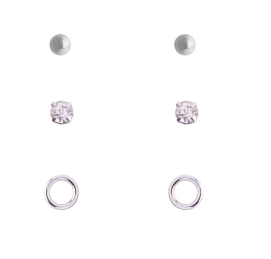 Keira Silver Stud Set in White Gold/Crystal - Louise's Jewellery Box