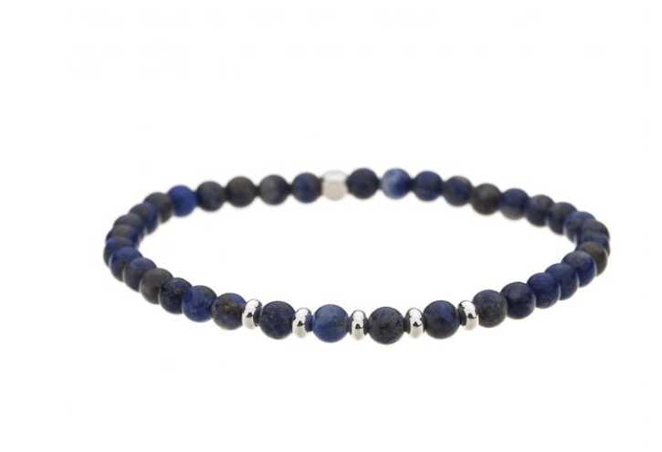 Lapis Stretch Bracelet with Silver Plated Beads - Louise's Jewellery Box