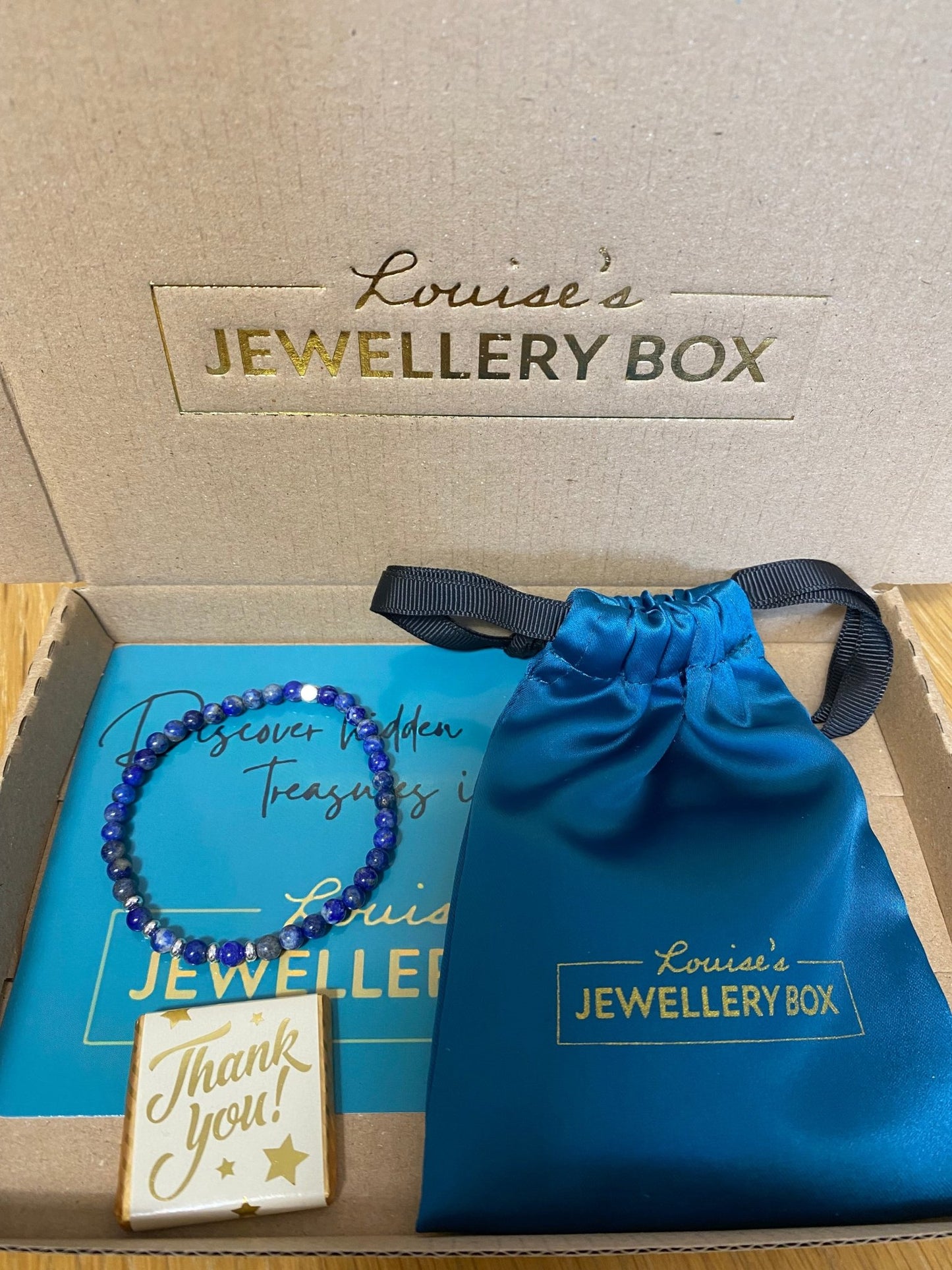 Lapis Stretch Bracelet with Silver Plated Beads - Louise's Jewellery Box