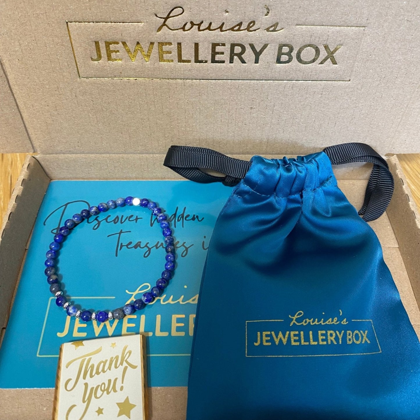 Lapis Stretch Bracelet with Silver Plated Beads - Louise's Jewellery Box