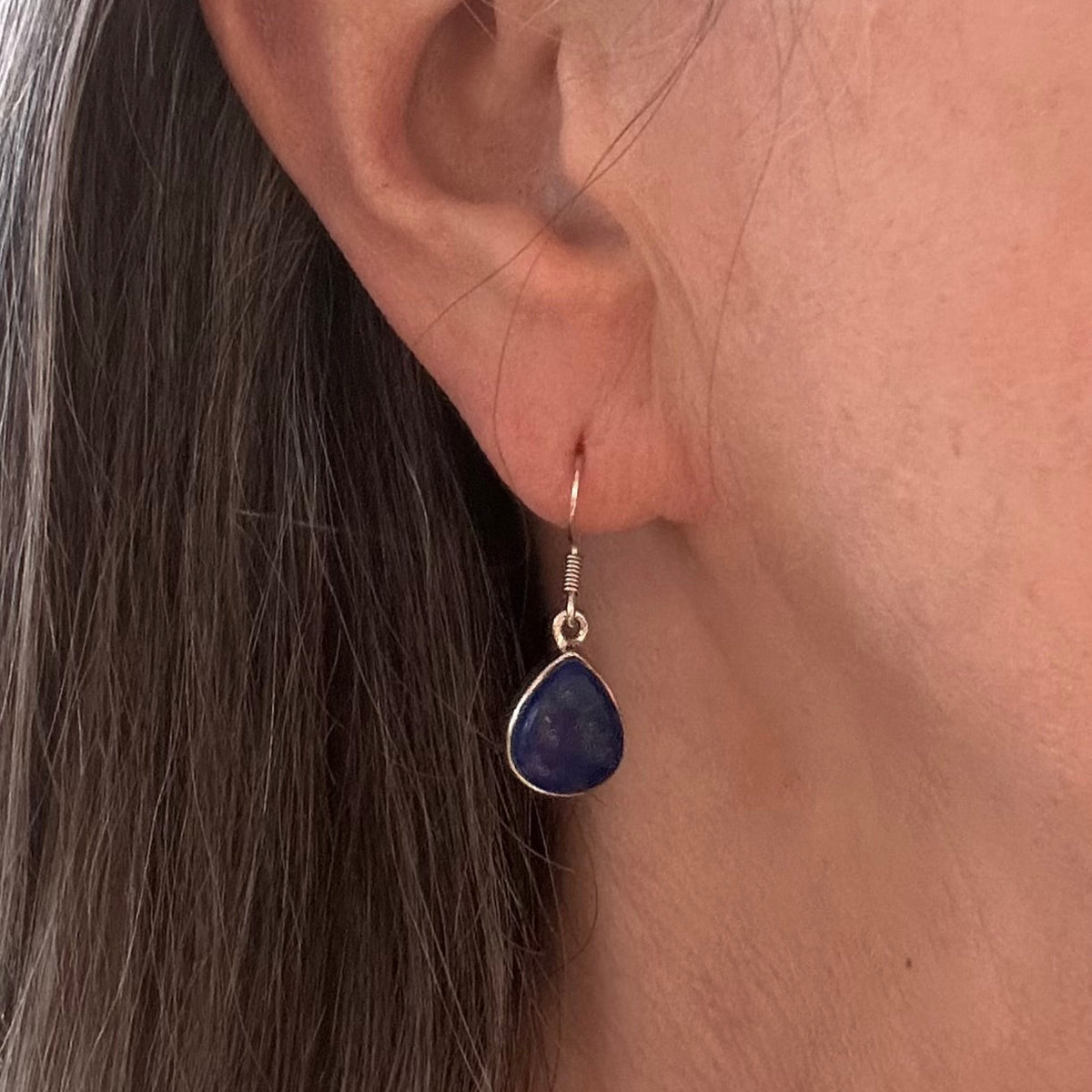 Lapis Teardrop Earrings in Sterling Silver - Louise's Jewellery Box
