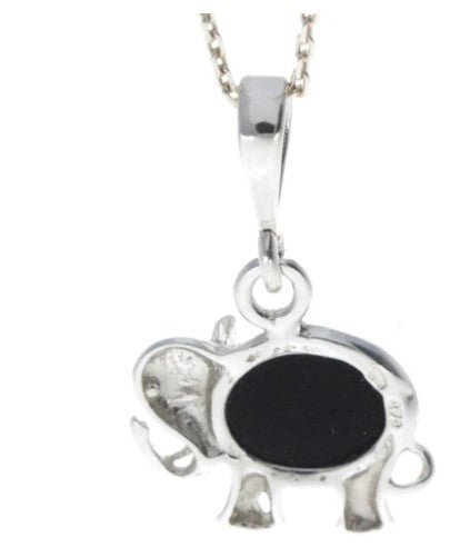 Lucky Elephant Pendant in Sterling Silver with Green Baltic Amber - Louise's Jewellery Box