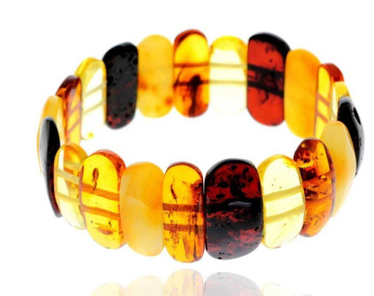 Mixed Baltic Amber Oval Stretch Bracelet - Louise's Jewellery Box