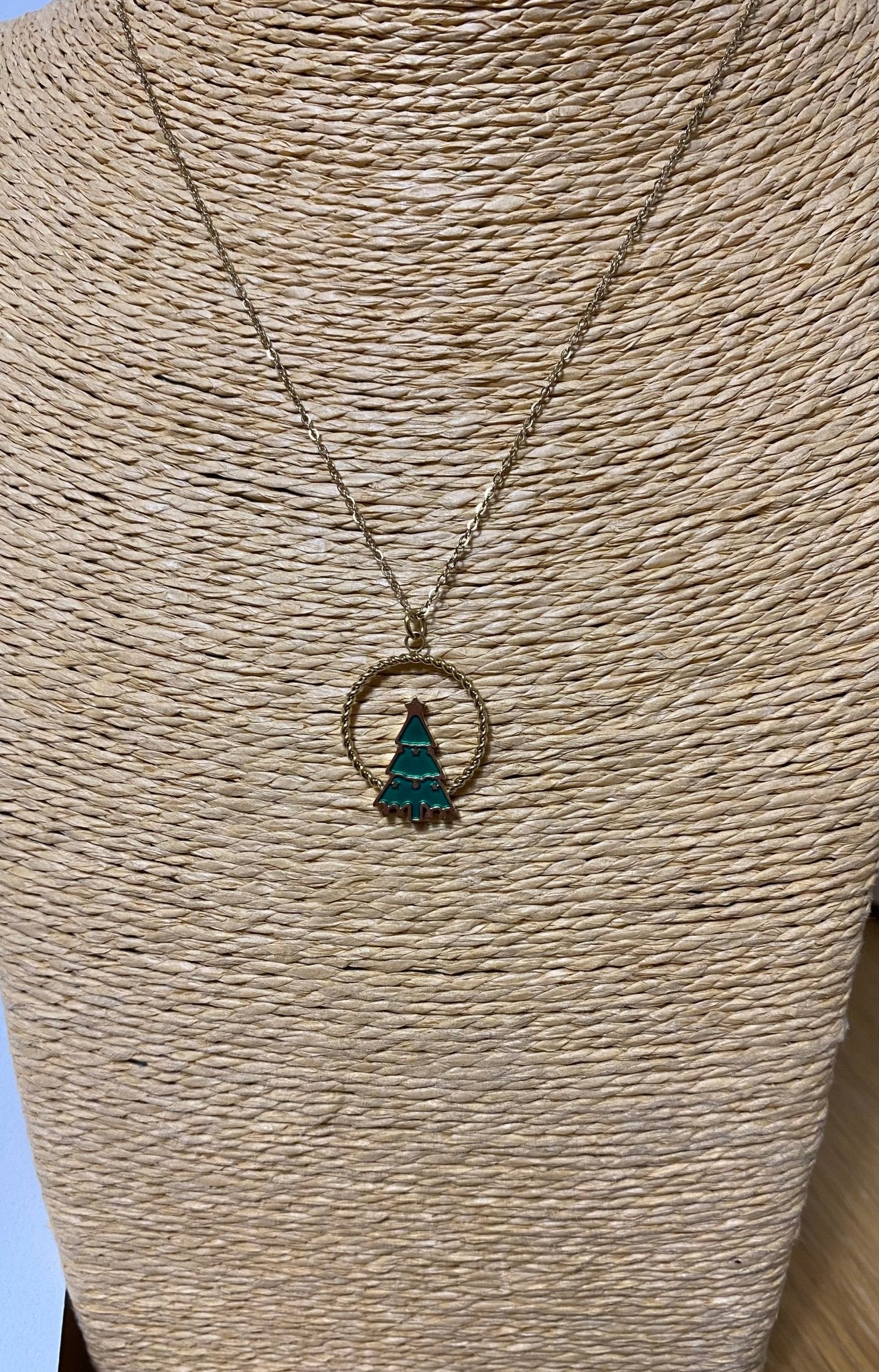 Modern Christmas Tree Necklace and Earrings Set in Gold Plate - Louise's Jewellery Box