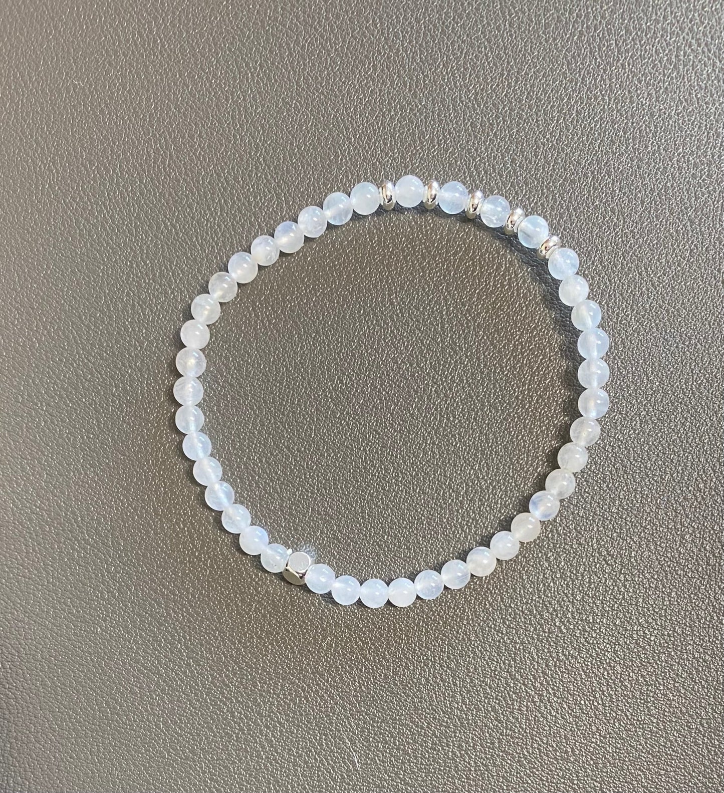 Moonstone Stretch Bracelet with Silver Plating - Louise's Jewellery Box