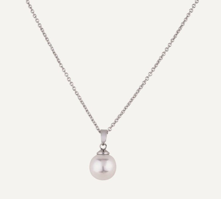 Pearl Silver Necklace in Rhodium Plate - Louise's Jewellery Box