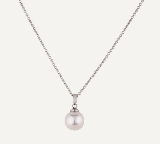 Pearl Silver Necklace in Rhodium Plate - Louise's Jewellery Box