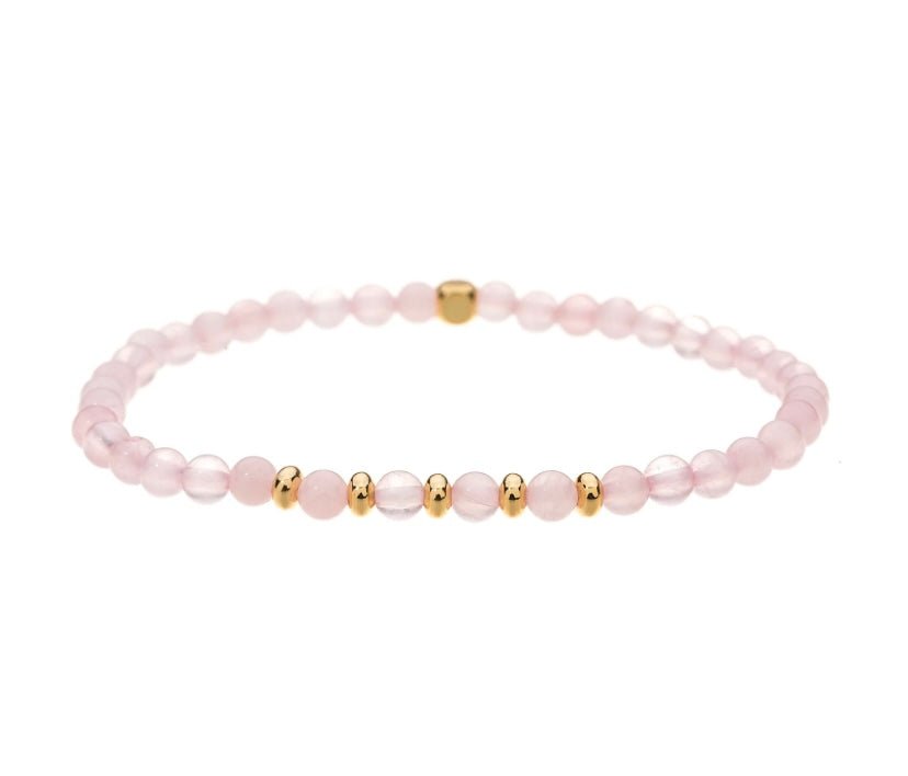 Rose Quartz Stone Bracelet with Gold Plating - Louise's Jewellery Box