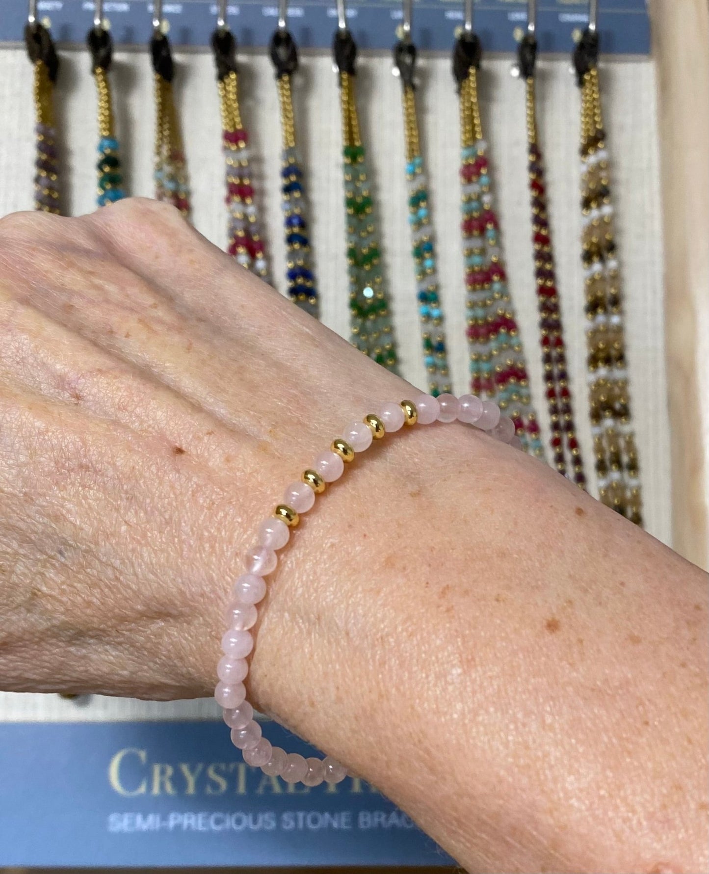 Rose Quartz Stone Bracelet with Gold Plating - Louise's Jewellery Box