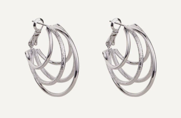 Silver Abstract Hoop Earrings - Louise's Jewellery Box