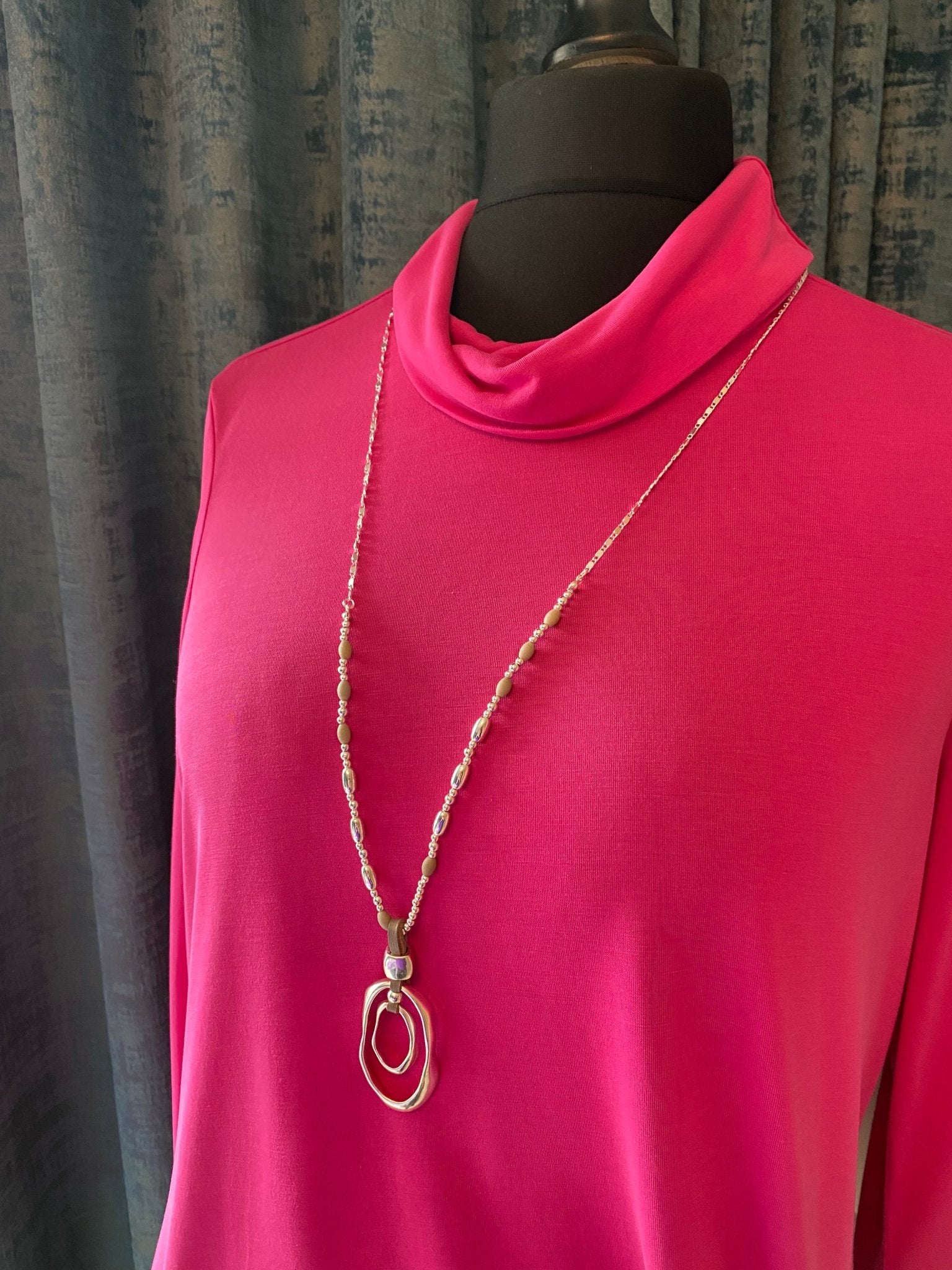 Silver and Grey Beaded Long Statement Necklace - Louise's Jewellery Box