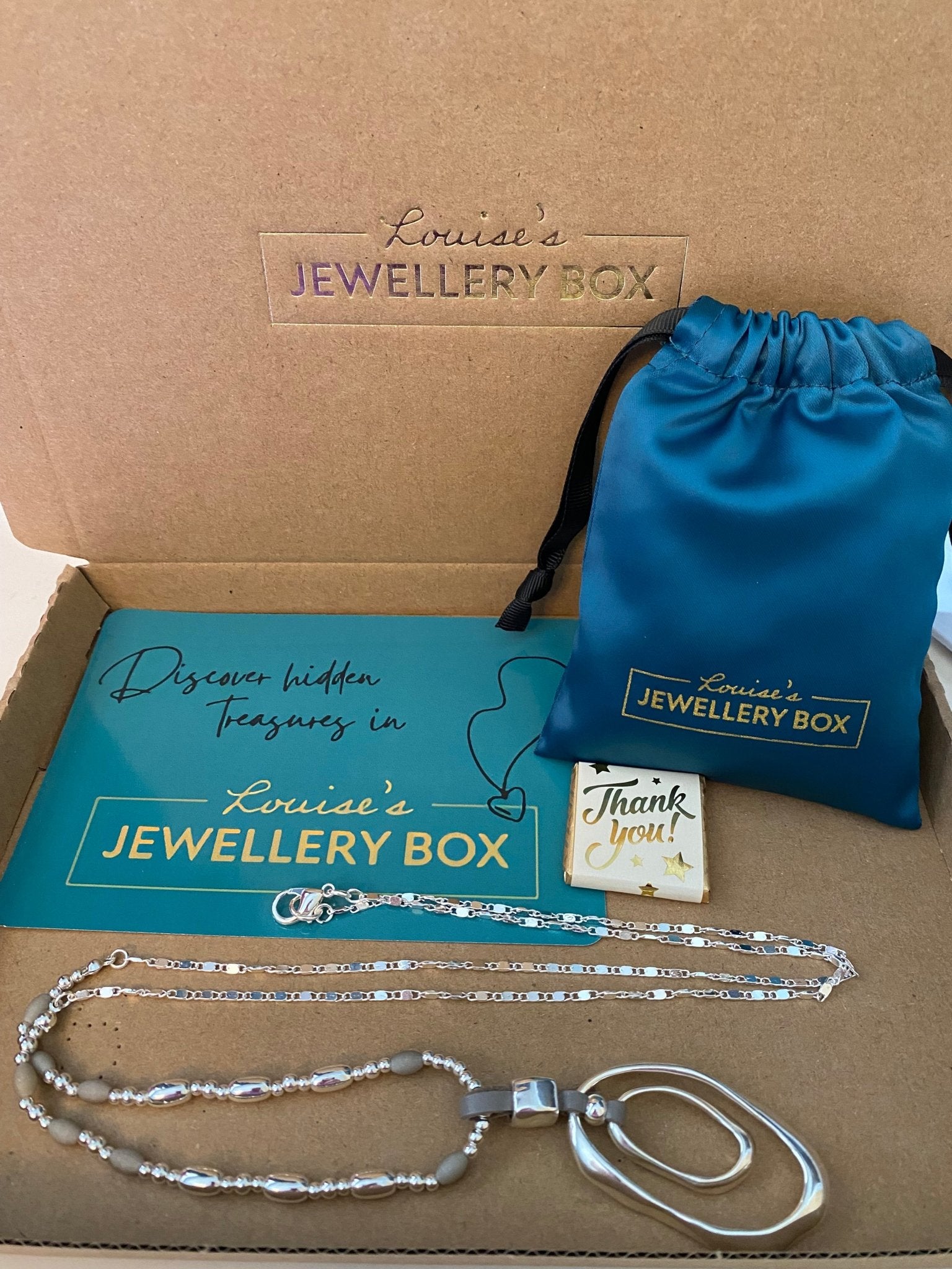 Silver and Grey Beaded Long Statement Necklace - Louise's Jewellery Box