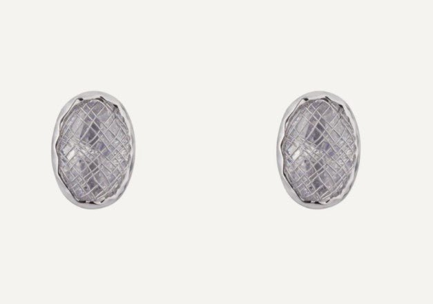 Silver Stud Earrings with Oval Cubic Zirconia - Louise's Jewellery Box