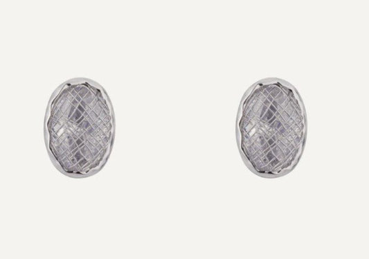 Silver Stud Earrings with Oval Cubic Zirconia - Louise's Jewellery Box