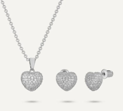 Silver Crystal Heart Box Set
