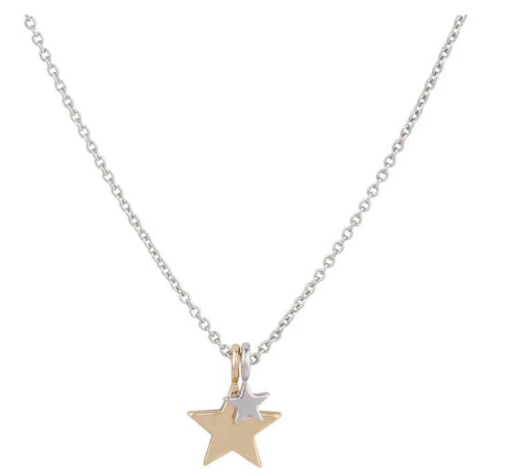 Keira Rhodium and Gold Plated Mixed Star Necklace