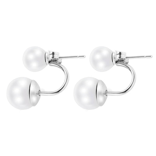 Stainless Steel Waterproof Double Pearl Earrings - Louise's Jewellery Box