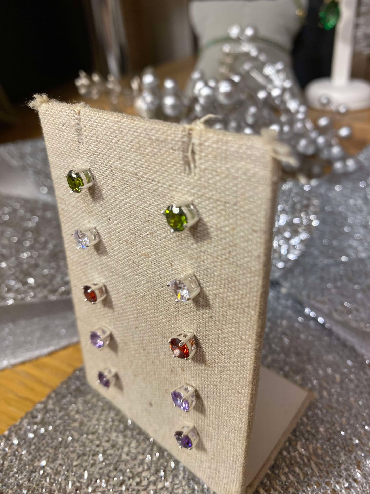 Sterling Silver Cubic Zirconia Studs - Amethyst - Louise's Jewellery Box