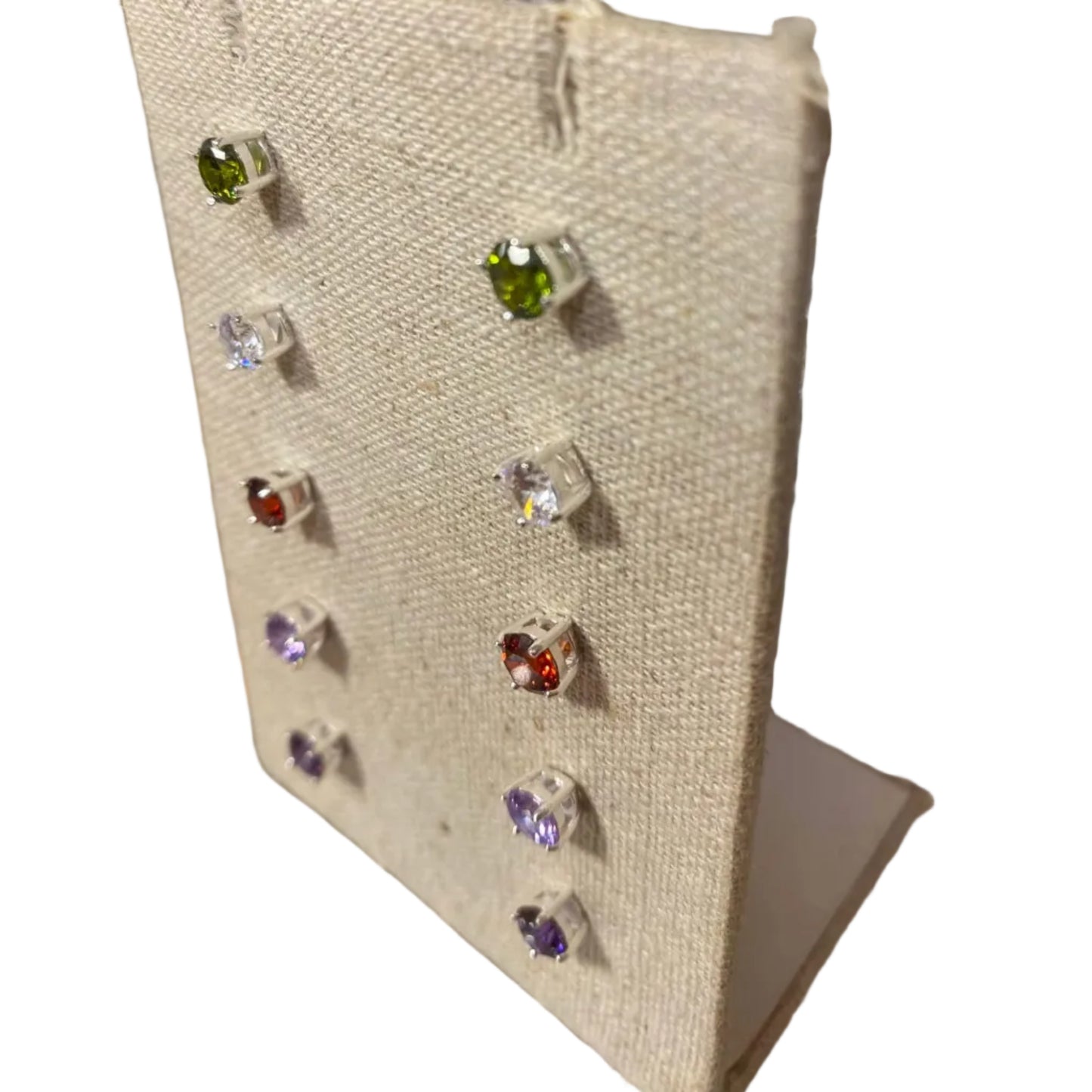 Sterling Silver Cubic Zirconia Studs - Amethyst - Louise's Jewellery Box