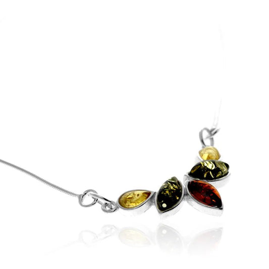 Sterling Silver Necklace with Mixed Baltic Amber - Louise's Jewellery Box