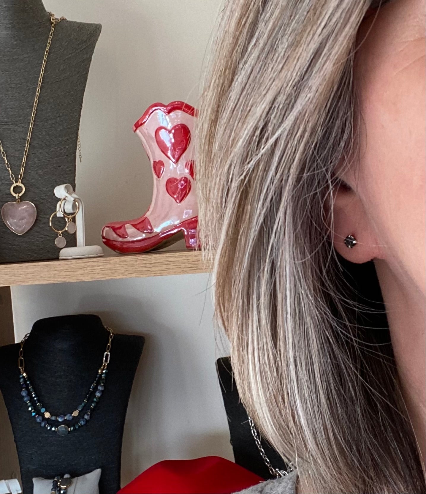 Sterling Silver Stud Earring with Black Crystal - Louise's Jewellery Box