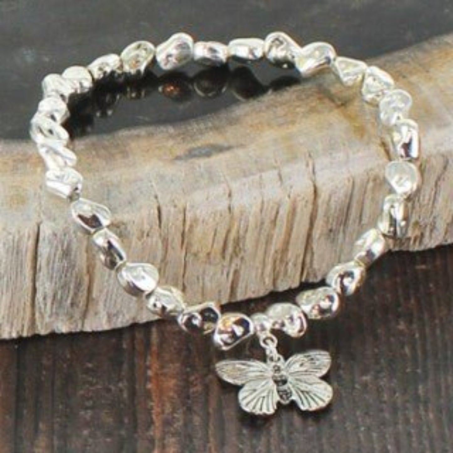 Suzie Blue Silver Plated Butterfly Bracelet - Louise's Jewellery Box