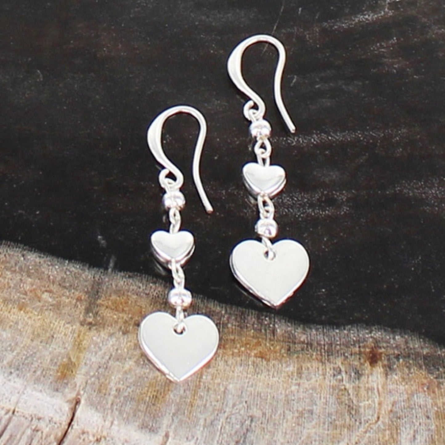 Suzie Blue Silver Plated Heart Drop Charm Earrings - Louise's Jewellery Box