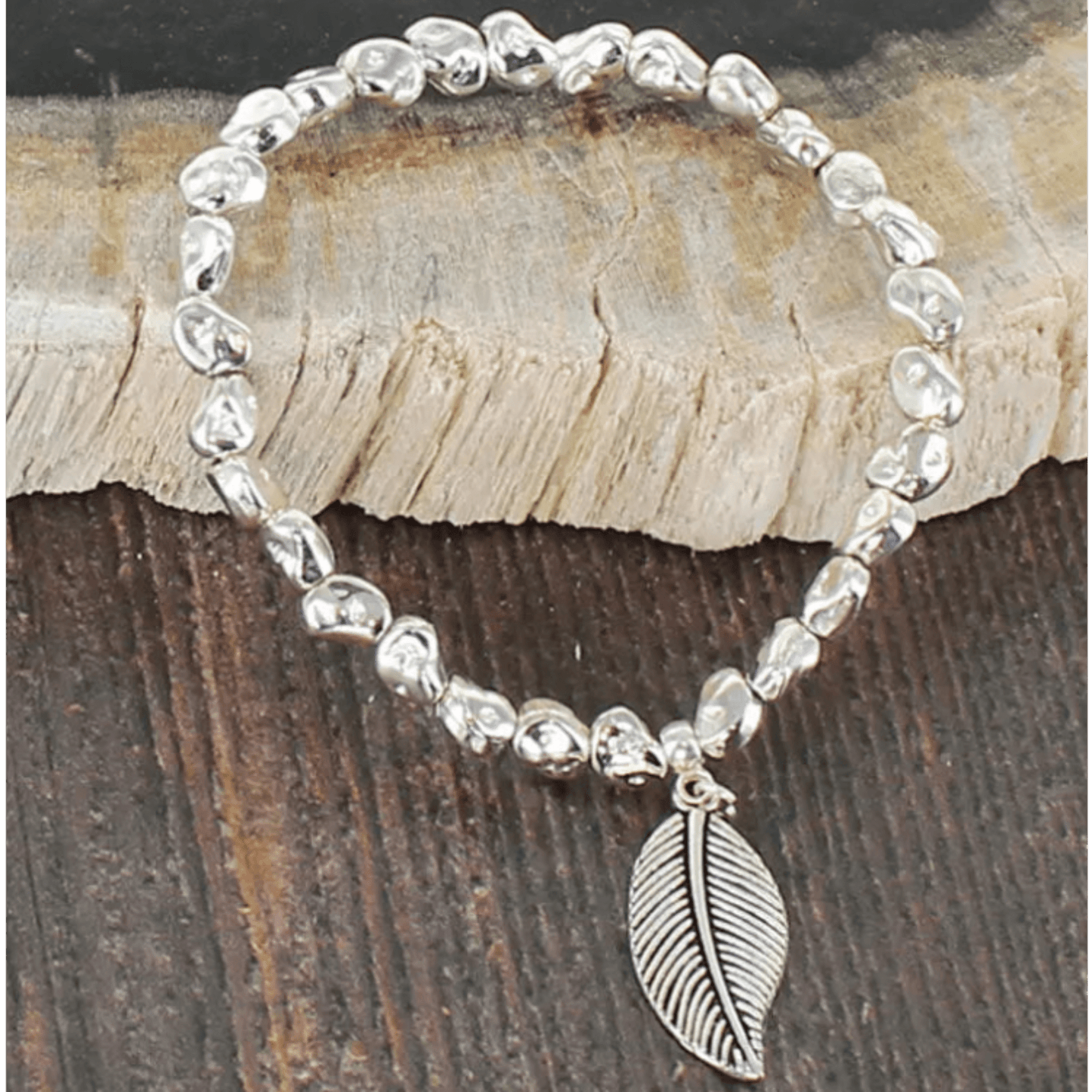 Suzie Blue Silver Plated Stretch Feather Bracelet - Louise's Jewellery Box