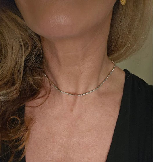 Silver Waterproof CZ Tennis Necklace