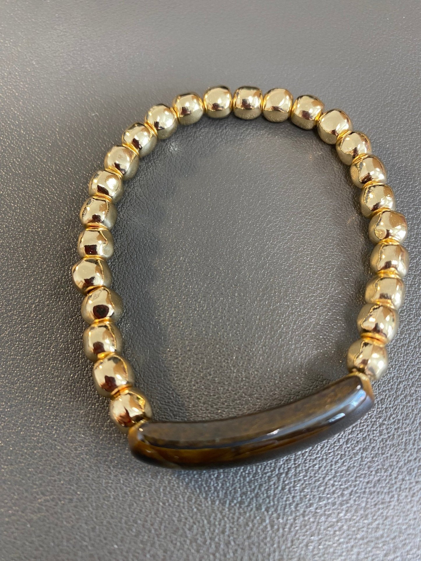 Tigers Eye Gold Plated Stretch Bracelet - Louise's Jewellery Box