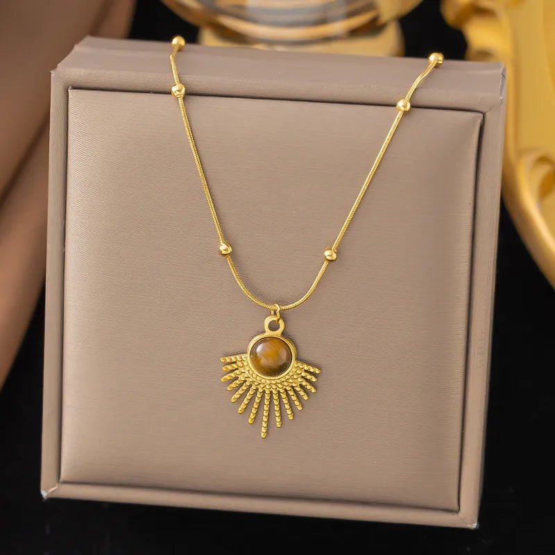 Tigers Eye Necklace in Waterproof Gold Plate - Louise's Jewellery Box