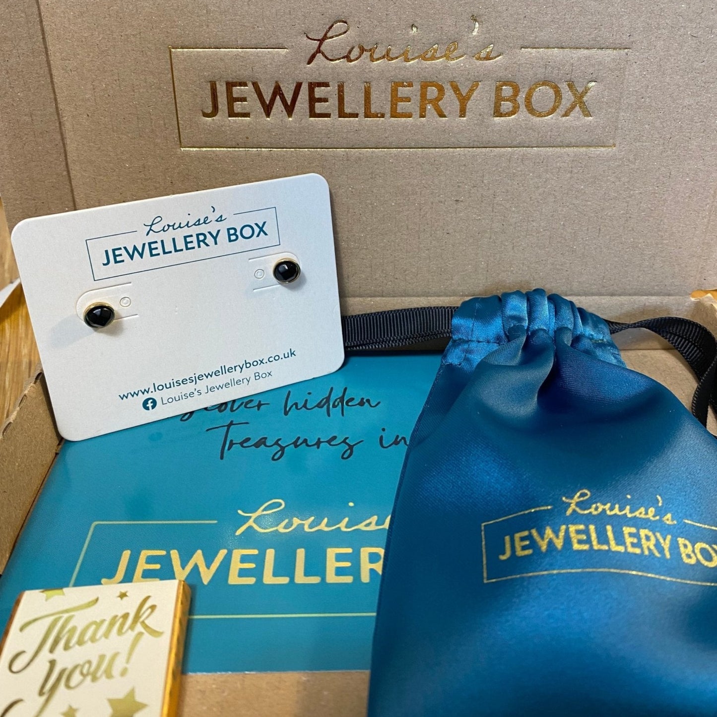Venus Black Spinel Stone Studs In Gold Plating - Louise's Jewellery Box