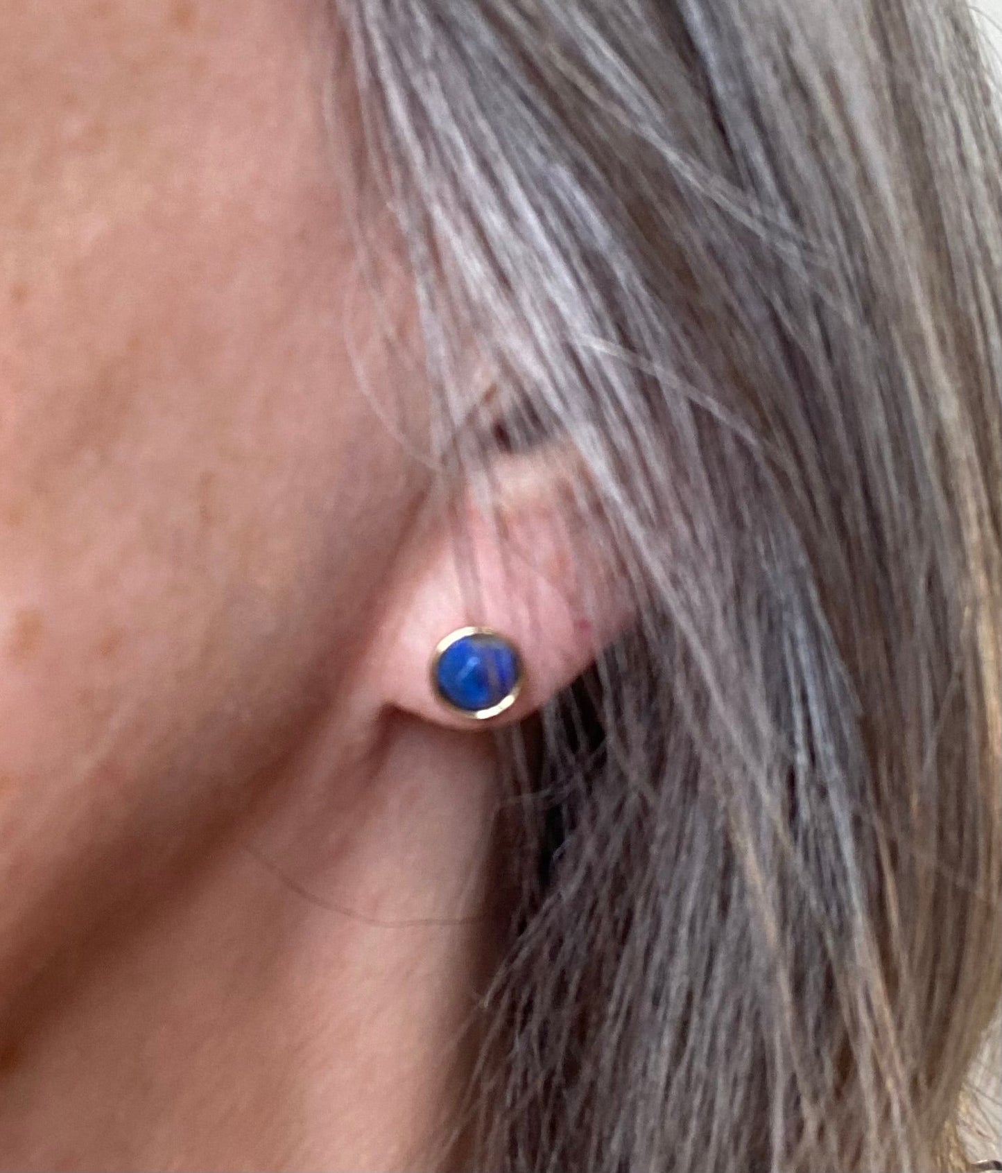 Venus Lapis Stone Studs In Gold Plate - Louise's Jewellery Box