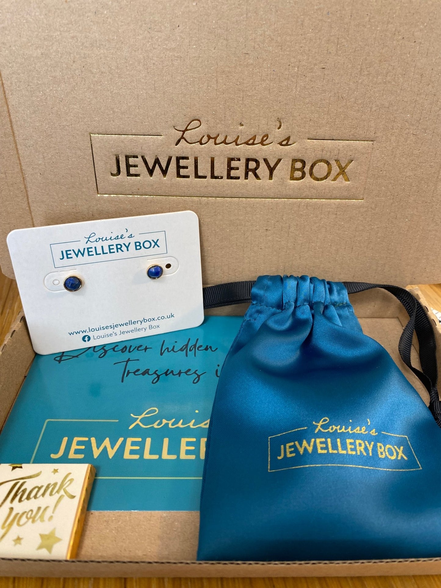 Venus Lapis Stone Studs In Gold Plate - Louise's Jewellery Box