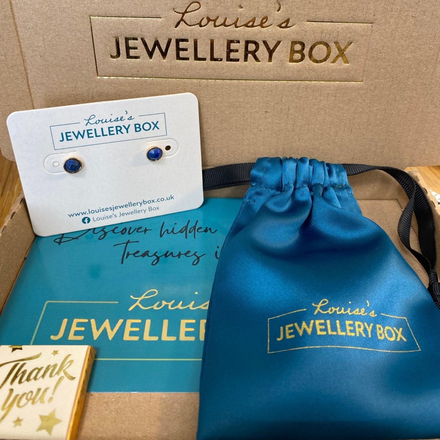Venus Lapis Stone Studs In Gold Plate - Louise's Jewellery Box