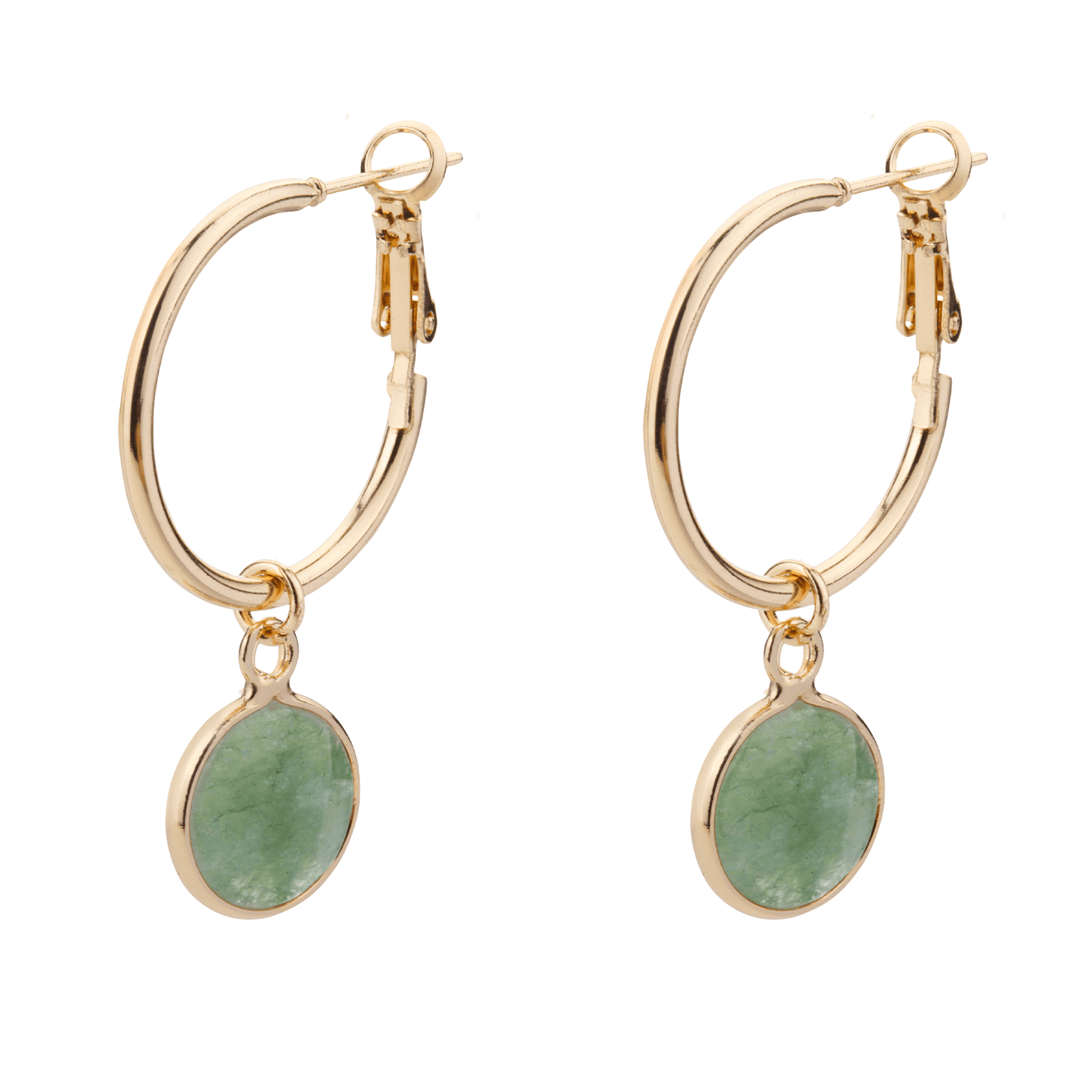 Venus Lever Arch Earrings in Gold Plate and Crysoprase - Louise's Jewellery Box