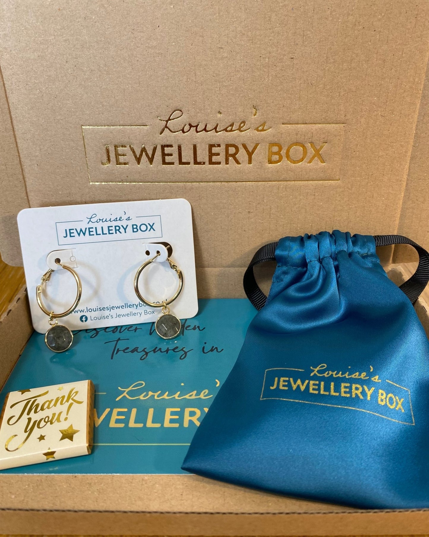 Venus Lever Arch Earrings in Gold Plate and Labradorite - Louise's Jewellery Box