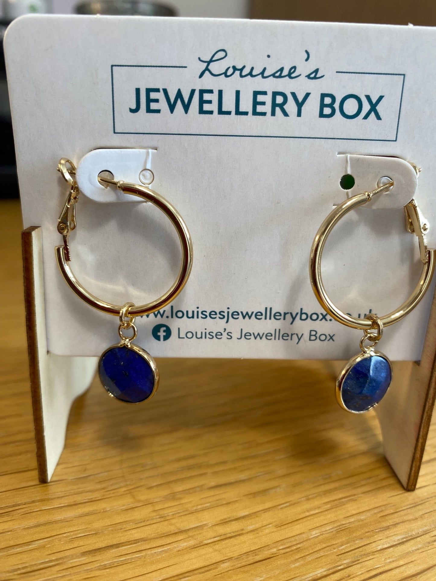 Venus Lever Arch Earrings in Gold Plate and Lapis - Louise's Jewellery Box