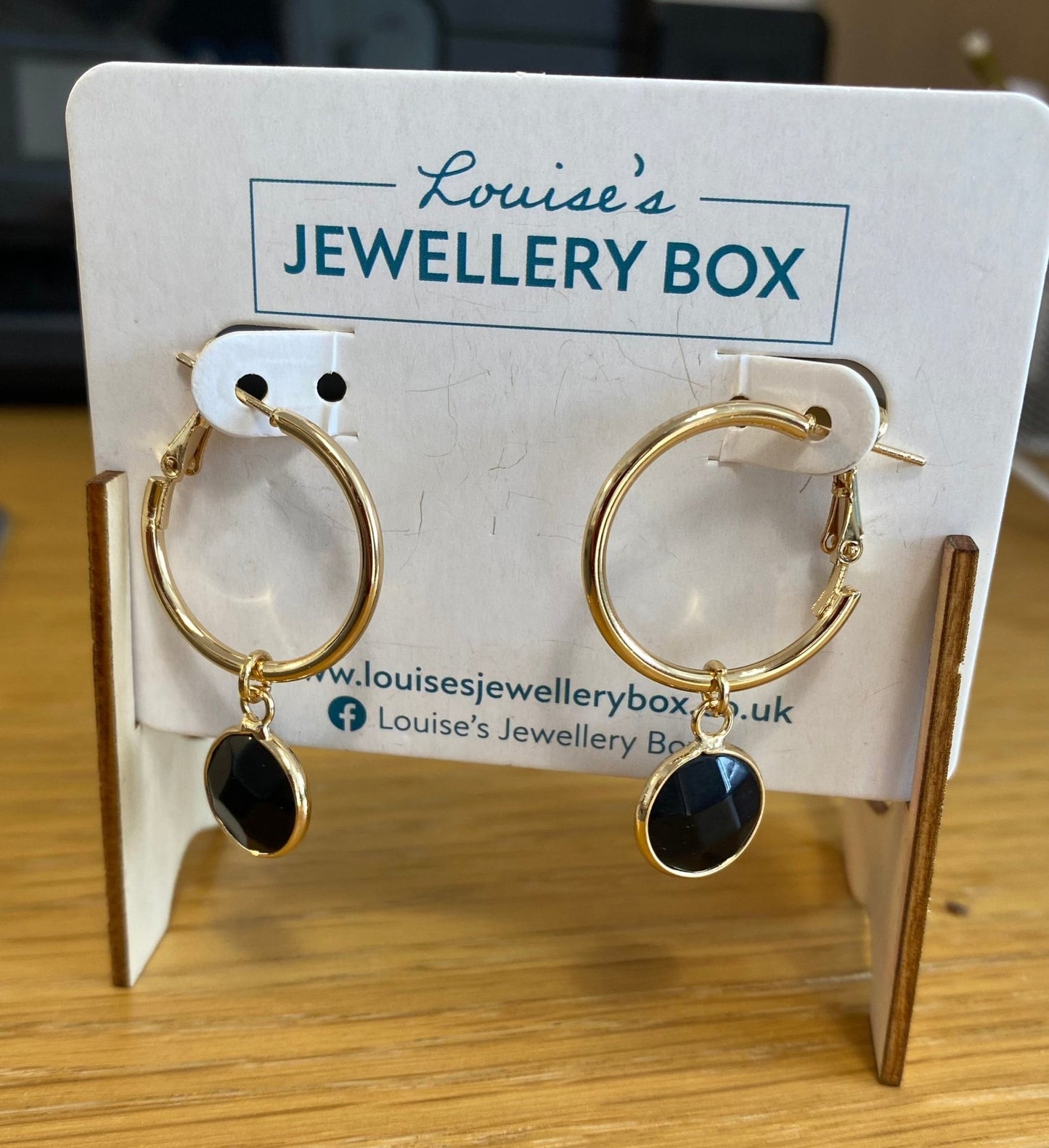 Venus Lever Earrings In Black Spinel/Gold Plate - Louise's Jewellery Box