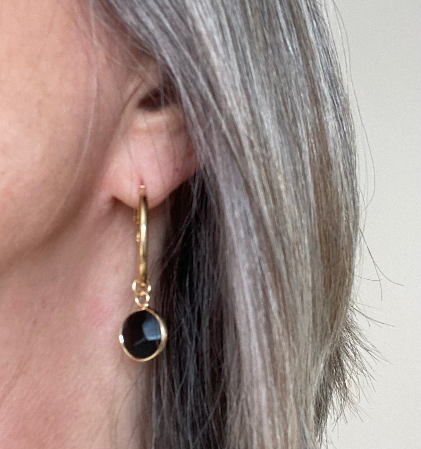 Venus Lever Earrings In Black Spinel/Gold Plate - Louise's Jewellery Box